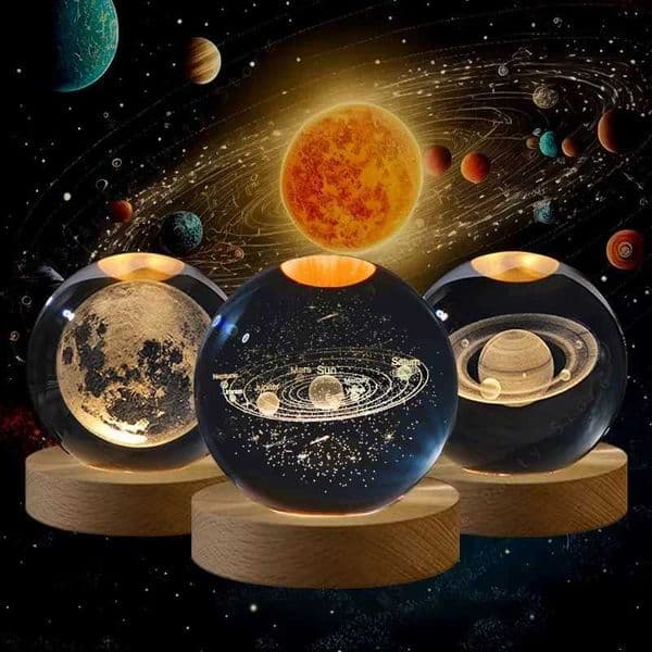 6cm 3D Solar System Crystal Ball LED Night Light USB Saturn Planet Glass Sphere Atmosphere Lamp for Bedroom Kids Gift Home Decor X251205