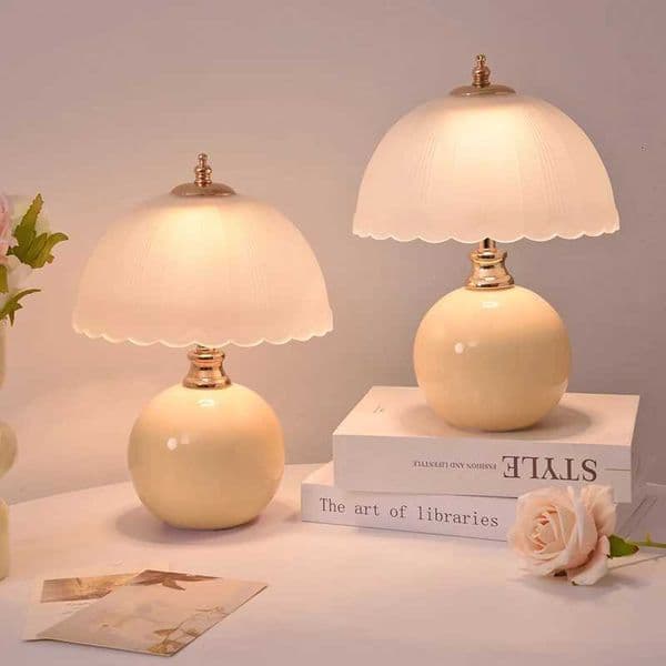 Modern Ceramic Simple Glass Cover Bedroom Bedside Table Lamp Childrens Room Small Table Lamp Warm Reading Small Book Lamp M251205