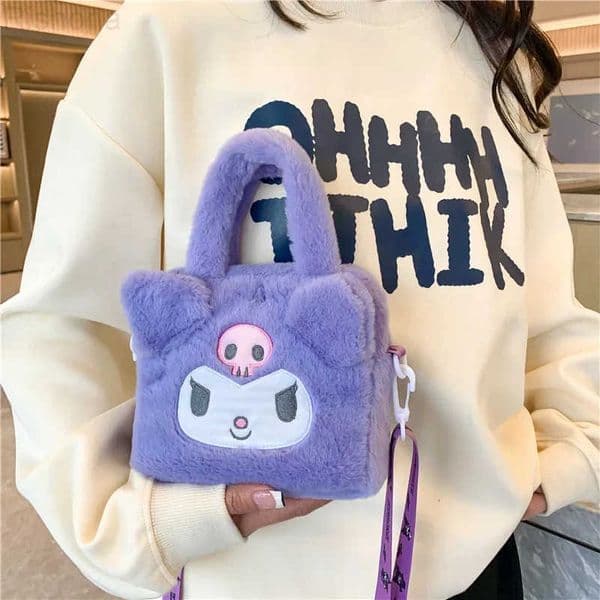 Sanrio Plush Bag Kawaii Kuromi Cinnamoroll Melody Cartoon Anime Handbag Crossbody Cosmetic Travel Storage Bags Women Girls Gifts H2512051