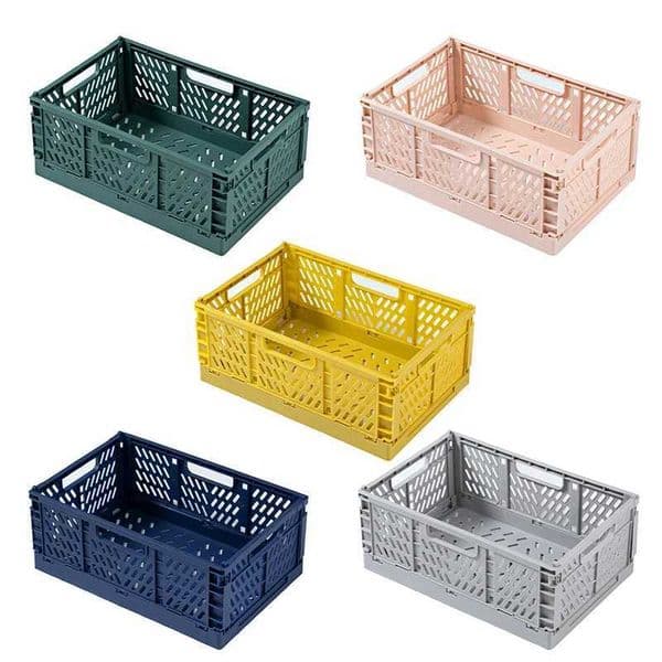 Collapsible Crate Plastic Folding Storage Box Basket Utility Cosmetic Container Desktop Holder Sundries Storage He Off Use H251205