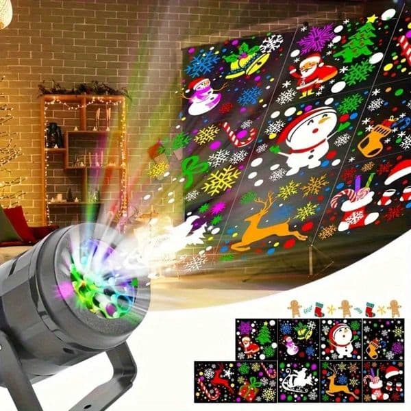 Christmas Projector Lights 16 Patterns Rotating LED Snowflake Laser Light USB Plug-in for Home Party Stage Christmas Decoration X251205