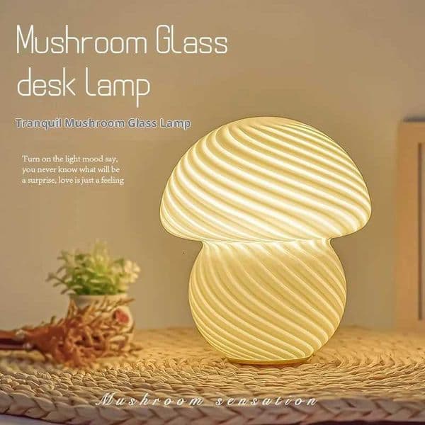 Mushroom Desk Lamp Glass High-end Bedroom Sleep Bedside Lamp Warm and Creative Mushroom Remote Control Night Light Atmosphere M251205