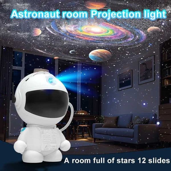 Astronaut Planetarium Projector Lamp 12 Image Discs Galaxy Night Light Starry Sky Ceiling Mood Lighting LED Space Room Decor X251205