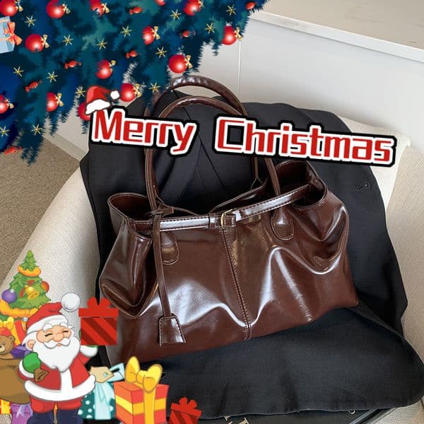 Fashionable autumn and winter one shoulder light luxury oil wax leather handbag Christmas gift luxury bag women's elegant and simple armpit commuting designer bag