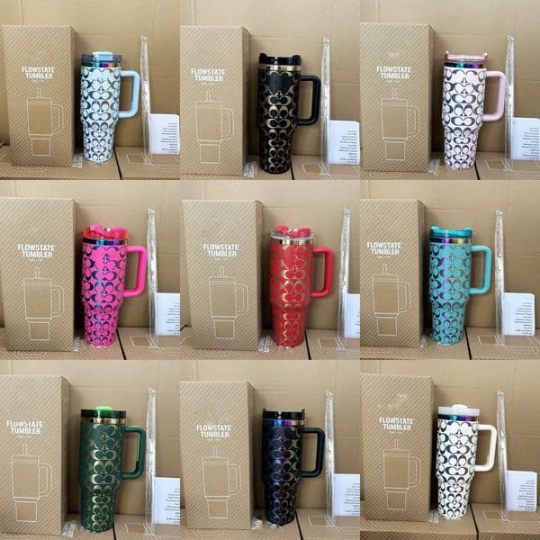 Tumblers 40oz Car Cup Large Capacity Stainless Steel Water Bottle Travel Mug With Handle & Straw Lid | Office Essential Leakproof Insulated