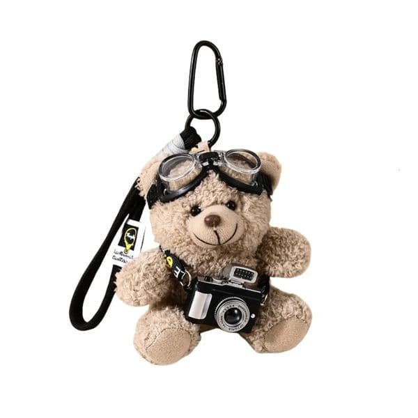 Backpack Decoration Pilot Bear Keychain Stuffed Animal Plushies Toys Panda Plush Doll Cartoon Kawaii Plush Key Ring Children 251204