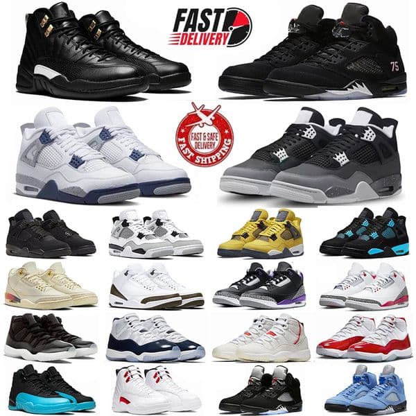 5s 11s 12s Basketball Shoes Designer Shoes Mens Womens 3s 4s Sports Shoes Black Cat Cool Grey Bred Military Blackb White Thunder Outdoors Thick sole Sneakers Trainers