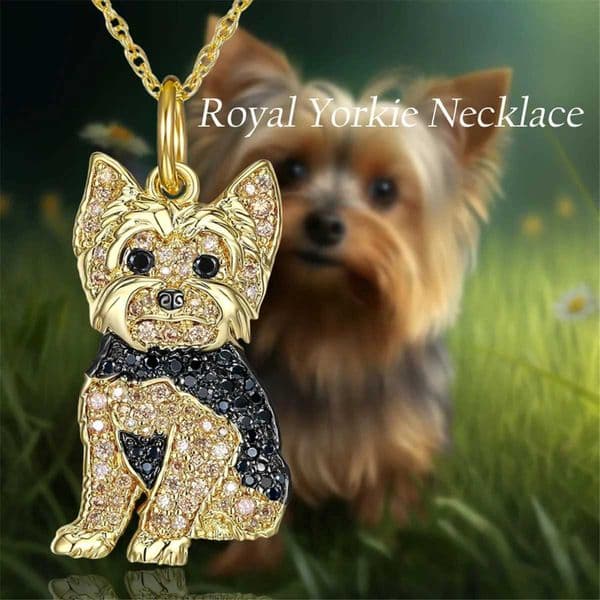 Exquisite and Cute Royal Yorkie Dog Pendant Necklace for Women Elegant Pet Puppy Jewelry Animal Accessories Dog Lovers Gift W251206
