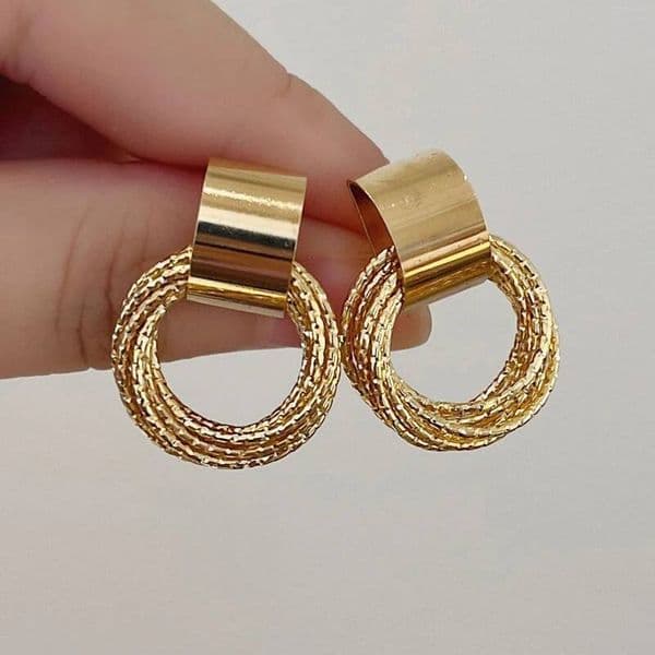Vintage Metal Round Drop for Women Trendy Party Geometry Statement Jewelry Multilayer Small Circle Dangle Earrings ddmythur