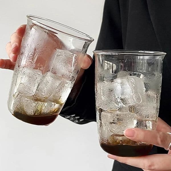 Cold Coffee Cups Aesthetic Glass Cup Water Bottle Glasses for Drink Decorative Drinkware Cold Coffee Mug Cocktail Glass 251204