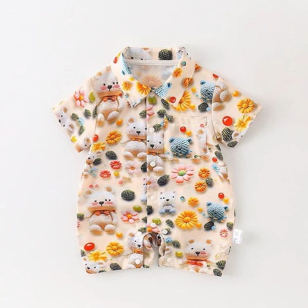 Baby Clothes Summer Thin Style Male and Female Baby Summer Clothes Short Sleeve Elegant Beach jumpsuit