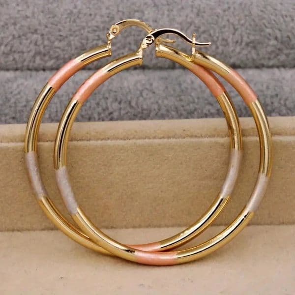 Trendy Statement Gold Copper Hoop Earrings For Women Round Gold Eardrop Jewelry Accessories for Wedding Anniversary Gift 251201