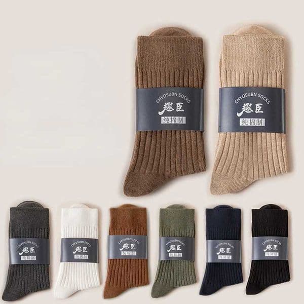 Cotton Long Socks Medium Tube Mens Solid Color White Autumn Gift Winter Sports Male Sock Cycling Funny Short Man UnderwearT251206