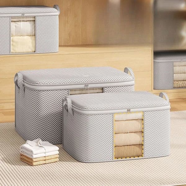Non-woven fishbone pattern window quilt bag quilt storage bag dormitory multi-functional dustproof moving clothes storage bag 251204
