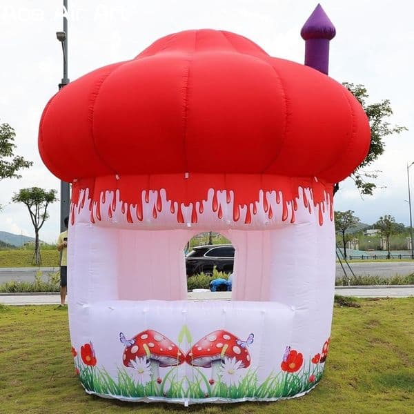 Custom Red Inflatable Mushroom Tent House Blow-up Mushroom Model Concession Stand Outdoor Portable Booth/Stage Inflatable Props