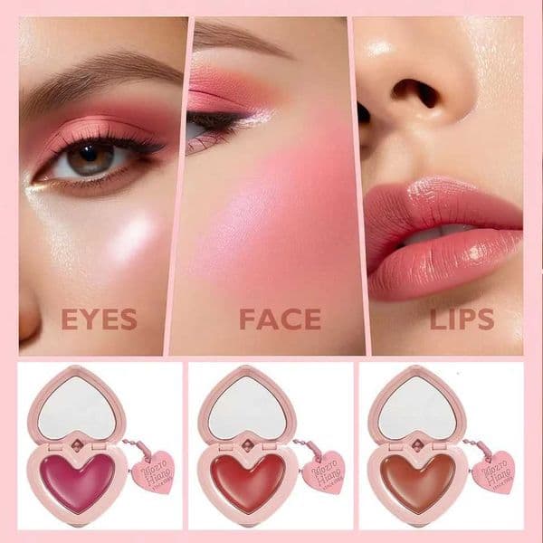 Heart Shaped Cream Blush Lip Cheek Contour Brighten Waterproof Long Lasting Silky Smooth Mirror Tipsy BlushXJ251206