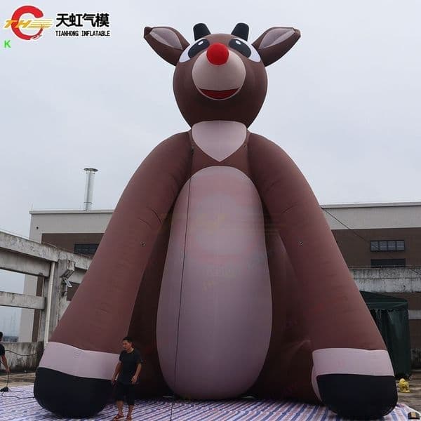 Free delivery Christmas Decoration Inflatable Rudolph the Red-Nosed Reindeer Deer Balloon Xmas Ornament for outdoor display