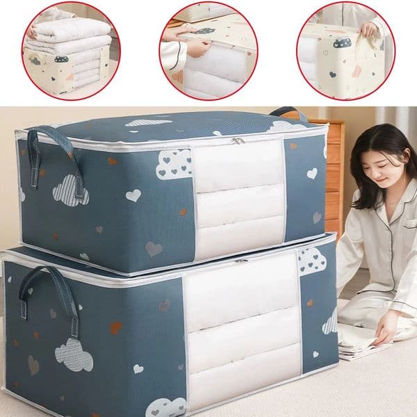 Large Foldable Non-Woven Storage Bag Fabric Dust-Proof Wardrobe Quilt Clothing Organizer Boxes with Zipper Sorting Storage Pouch 251204