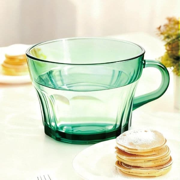 HeY LiLac 400ml Heat-Resistant Borosilicate Glass Mug Star-Shining Emerald Green Ribbed Lead-Free Glass Cup 251204BJ