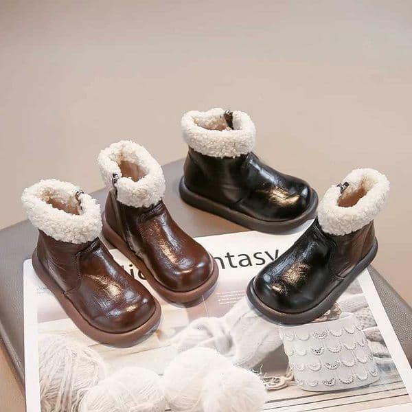 Girls snow boots winter new style childrens cotton shoes fleece short boots thickened boots girls shoes winter shoesT251206