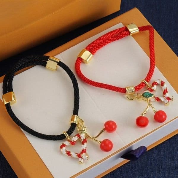 Luxury Unisex Bracelet Rope-woven Bracelet New Designer Cherry Bracelet Couple Bracelets Adjustable High-quality Jewelry Christmas Gifts