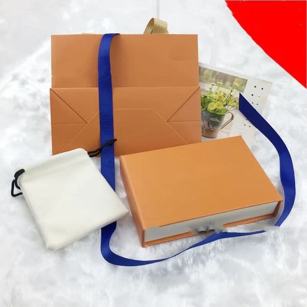 Jewelry Box Top Orange Gift Drawer Box Drawstring Bag Display Fashion Jewelry Retail Packaging Necklace Bracelet Earrings Keychain Pendant Ring Box