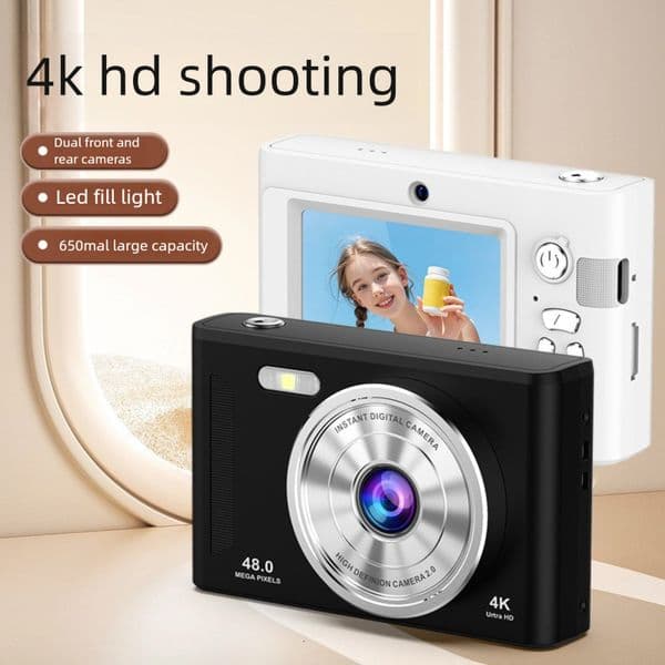 New Camera CCD Digital Camera HD Student Camera Retro Fashion Front and Rear Dual Camera Portable Digital Camera free shipping