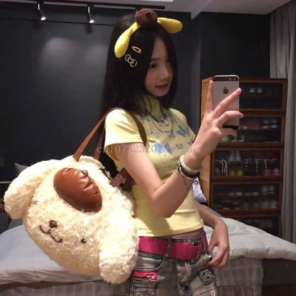 Kawaii Cartoon Plush Shoulder Bag Women Soft Large Capacity Fluffy Tote Bag Handbag Japanese Style Casual Student Bag Gifts Y251206