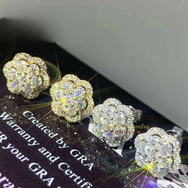 Hot Wholesale Unique Small Fancy Shiny 10K Real Gold Dia VVS Moissanite Stud Earrings For Men