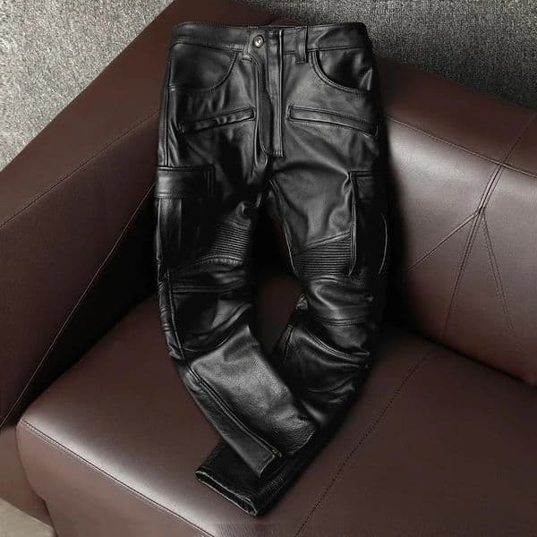 Mauroicardi Spring Cool Black Pu Leather Moto Biker Pencil Pants Men High Waist Mens er European Style Clothes 251205