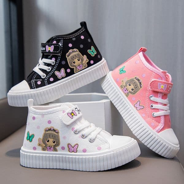 designer shoes Children s High Top Canvas Shoes Autumn Winter New Fashion Korean Style Casual Shoes Little Girls Cartoon Sneakers