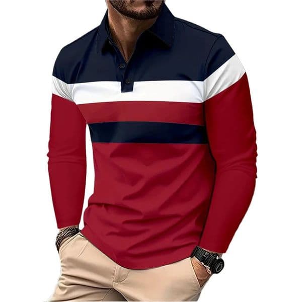 Mens Long Sleeved Lapel Breathable Polo Shirt Plus Size Man Basic-Style Fashion Patchwork Tops Fall Men Clothing Golf Wear 251205BJ
