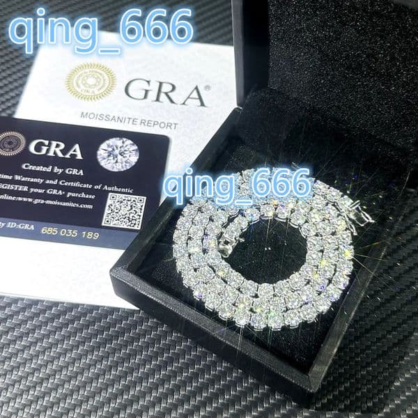Hip Hop Style 925 Sterling Silver Moissanite Tennis Chain VVS Diamond Necklace with 2mm 3mm 4mm 5mm 65mm Sizes Price