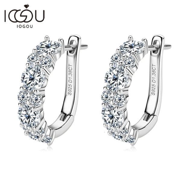 Real 925 Sterling Silver Moisanite Earrings D Color 276CTTW Moisanite Lab Diamond Hoops Earrings Sparking Wedding Fine Jewelry 251204