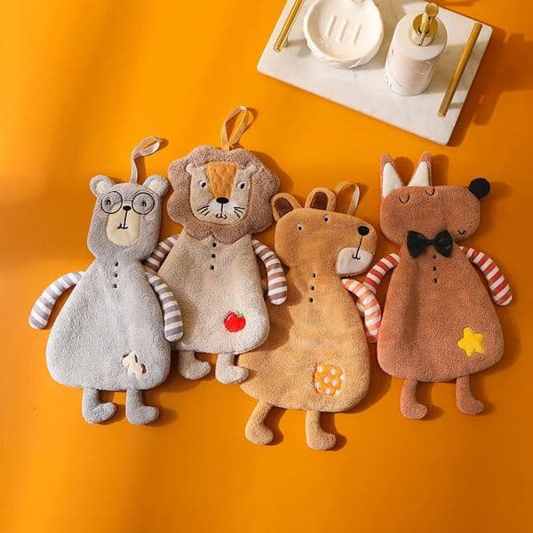 Cute Hand Towel Bathroom Hanging Towels Cartoon Animal Towels Absorbent Kitchen Dishcloths Kids Bathing Towel 251202BJ