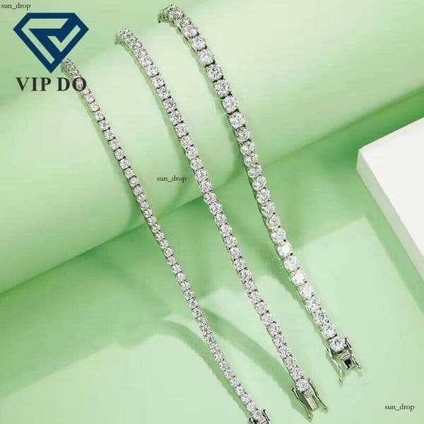 18k gold Hip-Hop Boutique Jewelry Round Brilliant Cut Lab-Grown VVS Moissanite 3-5mm Tennis Chain Bracelet/Men and Women Necklace