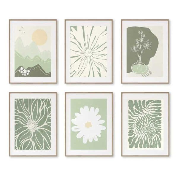 Lines Vase Plants Mint Abstract Pattern Wall Art Pictures Canvas Painting Nordic Posters And Prints For Living Ro He Decor H251208