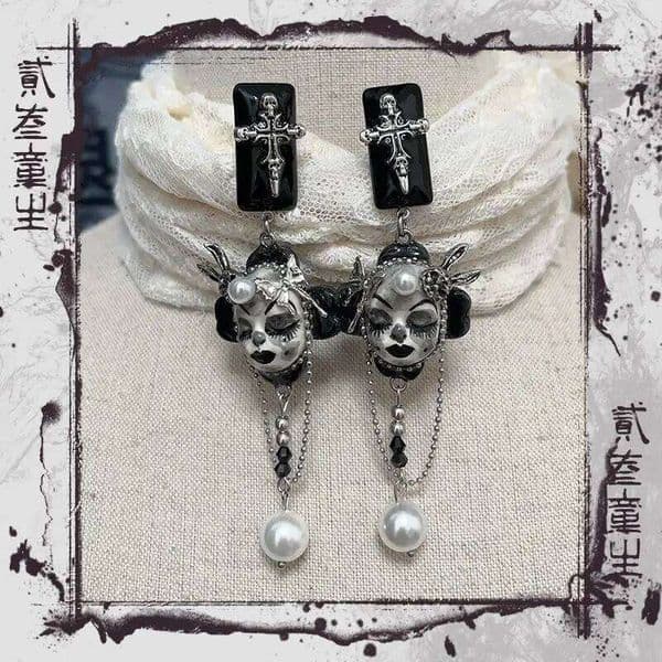Doll Facial Earrings New Gothic Style Male Female Jewelry Party Gift For Girlfriend