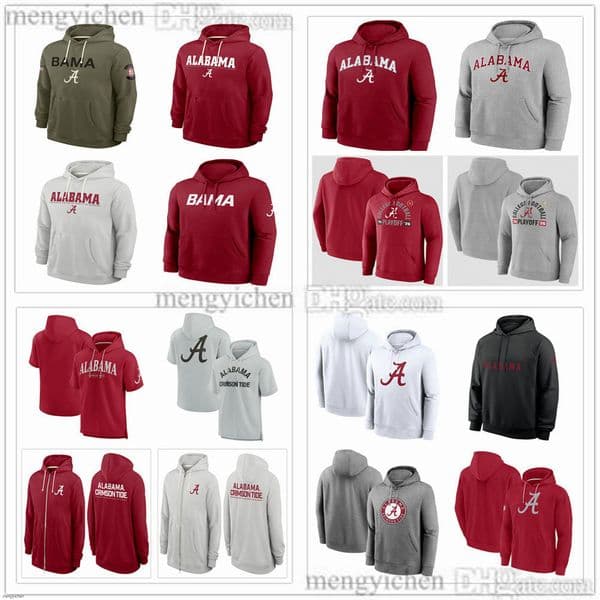 Men's Alabama College Crimson Tide Football Pullover Hoodie T-Shirts Long Sleeve Hooded Sweatshirts Sports Hoodies Shirts Women Youth