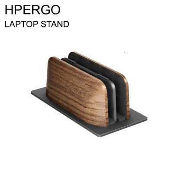 ERGO Vertical Laptop Stand Dual Slot Walnut Wooden Laptop Holder Vertical for Desk Width Adjustable Dock C251208