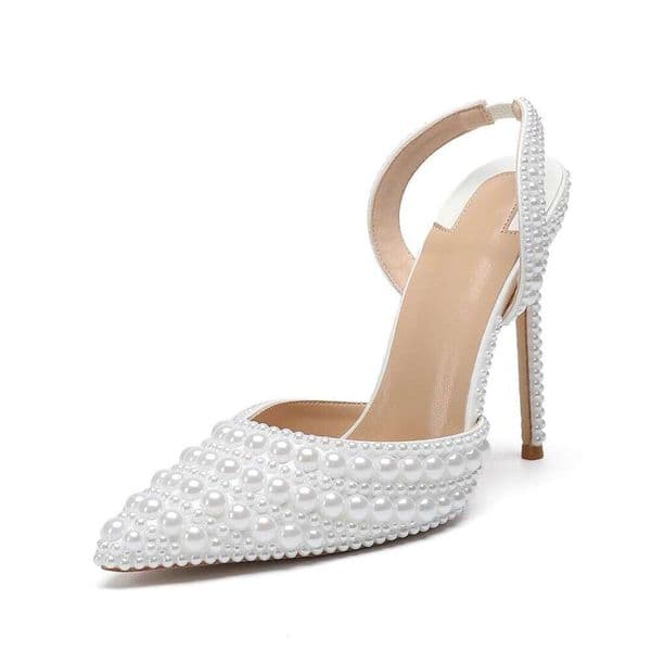 Women's Elegant Slip-On Pointed Toe High Heel Sandals Ultra-Slim Cushioned Insole Arch Support, PU Synthetic Cover Wedding Formal Dress Shoes With Sturdy Rubber