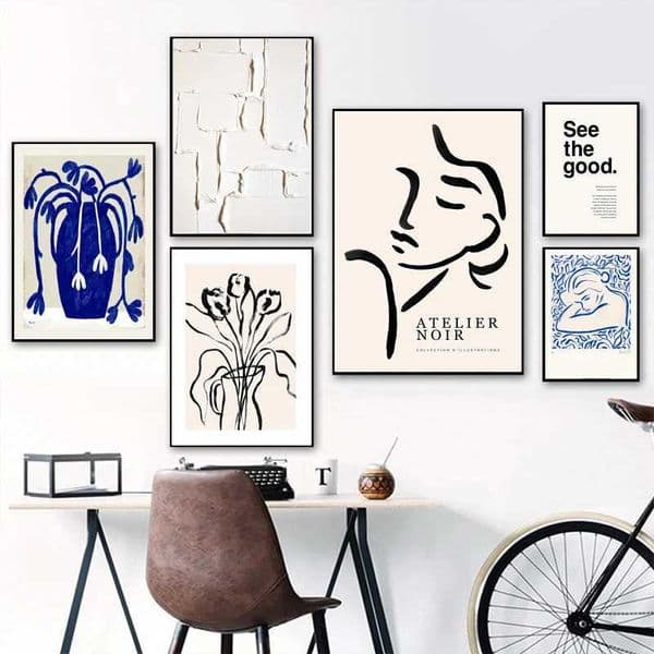 Abstract Line Girl Face Hand Flower Leaf Vase Canvas Wall Art Prints Morris Living Ro Decor Gallery Poster H251208