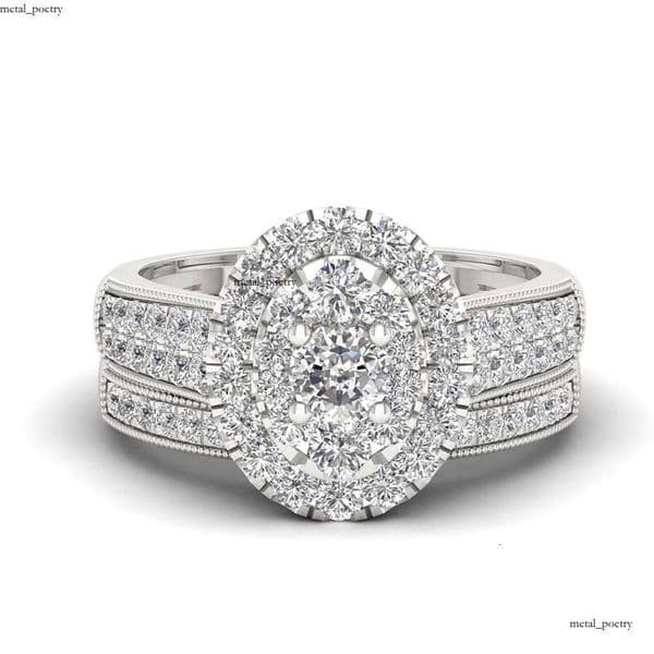 Classic VVS Moissanite Set Couple White High-Quality Jewelry 925 Sterling Silver Diamond Ring, Women's Engagement Ring