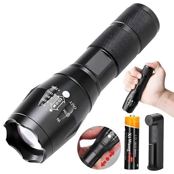 High Power T6 LED Flashlight Camping Torch 5 Light Modes Zoomable Waterproof Aluminum Alloy Body External 18650 Battery IncludedT251208