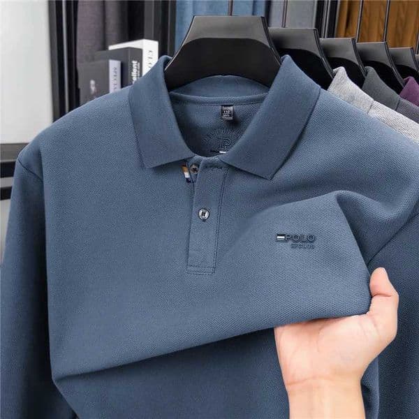 Original Design Mens Polo Shirt Lapel Long Sleeve T-Shirt Autumn Winter New Arrival Letter Print Plush Thicken Fashion Menswear W251208