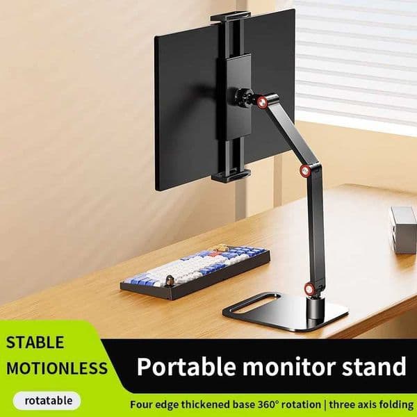 Portable Monitor Holder Adjustable Height 360 Rotating Bracket Tablet Vesa Standing Low Profile Desk Mount Clip up to 30cm C251208