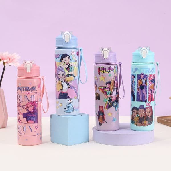 700ML KPop Demon Hunters Sports Water Bottle With Straw Huntrix Rumi Mira Zoey Cartoon Hiking Portable Drink Bottles Fans Gifts Z251111