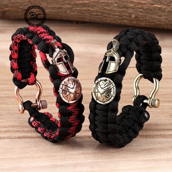 Nordic Outdoor Spartan Warrior Helmet Lanyard Bracelets Men Antique Vikings Accessories Survival Paracord Bangles homme Handmade 251203