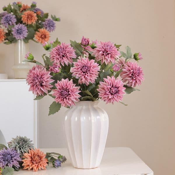 Artificial 2 Heads Dahlia Silk Cloth Simulation Fake Flower for Wedding Party Home Room Coffee Table Indoor Decor Holiday Gifts Floral Flower Arrangements