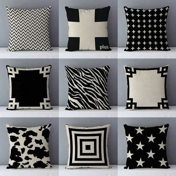 Luxury 45x45cm square case European Casual Cozy White black geometric cushion cover for sofa/bed home decorative Case Y251208